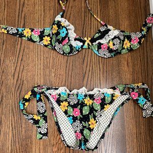 Black floral & lace Betsey Johnson Swimsuit